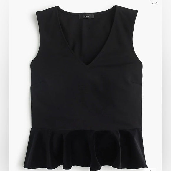 NWT J Crew Velvet Peplum Black Top - Picture 3 of 6